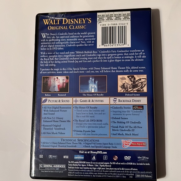 Walt Disney’s Cinderella Platinum Edition 2 disc Special Edition - Picture 2 of 4